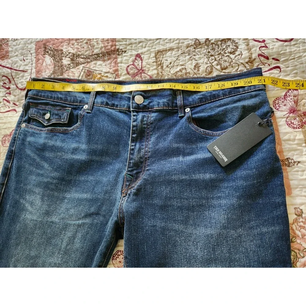 True Religion Men's Rocco Relaxed Skinny Blue Jeans Pants‎ Flap Pockets 40×32